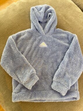 adidas Plush Hoodie in Light Purple with Metallic logo
